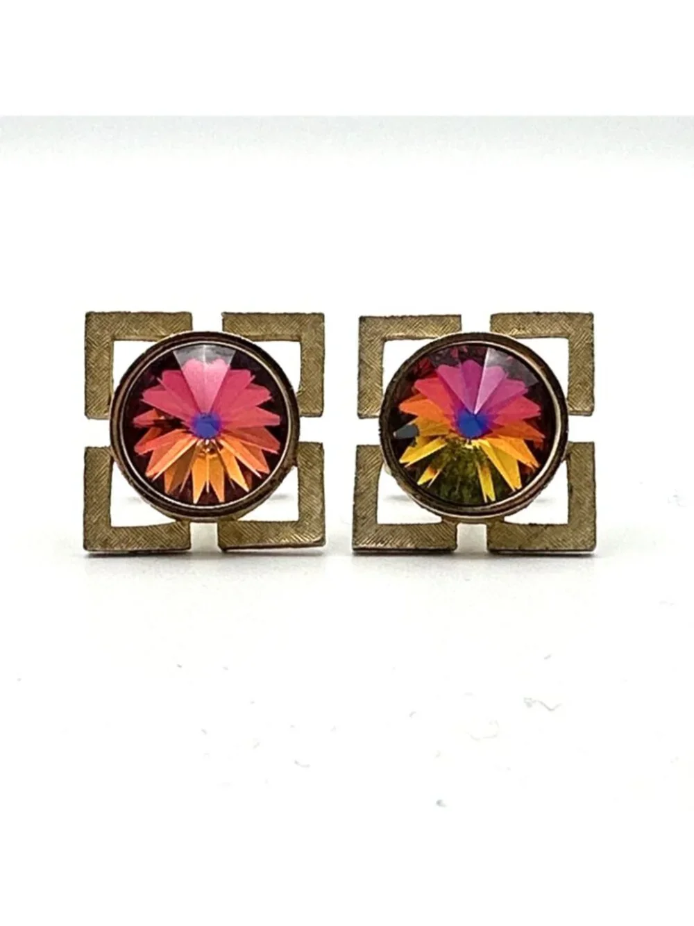 DANTE multicolor rivoli cufflinks - vtg midcentury modern gold-tone cuff links